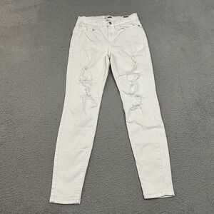 Judy Blue Jeans Womens 26 White Denim Skinny Fit Distressed‎ Stretch Mid Rise